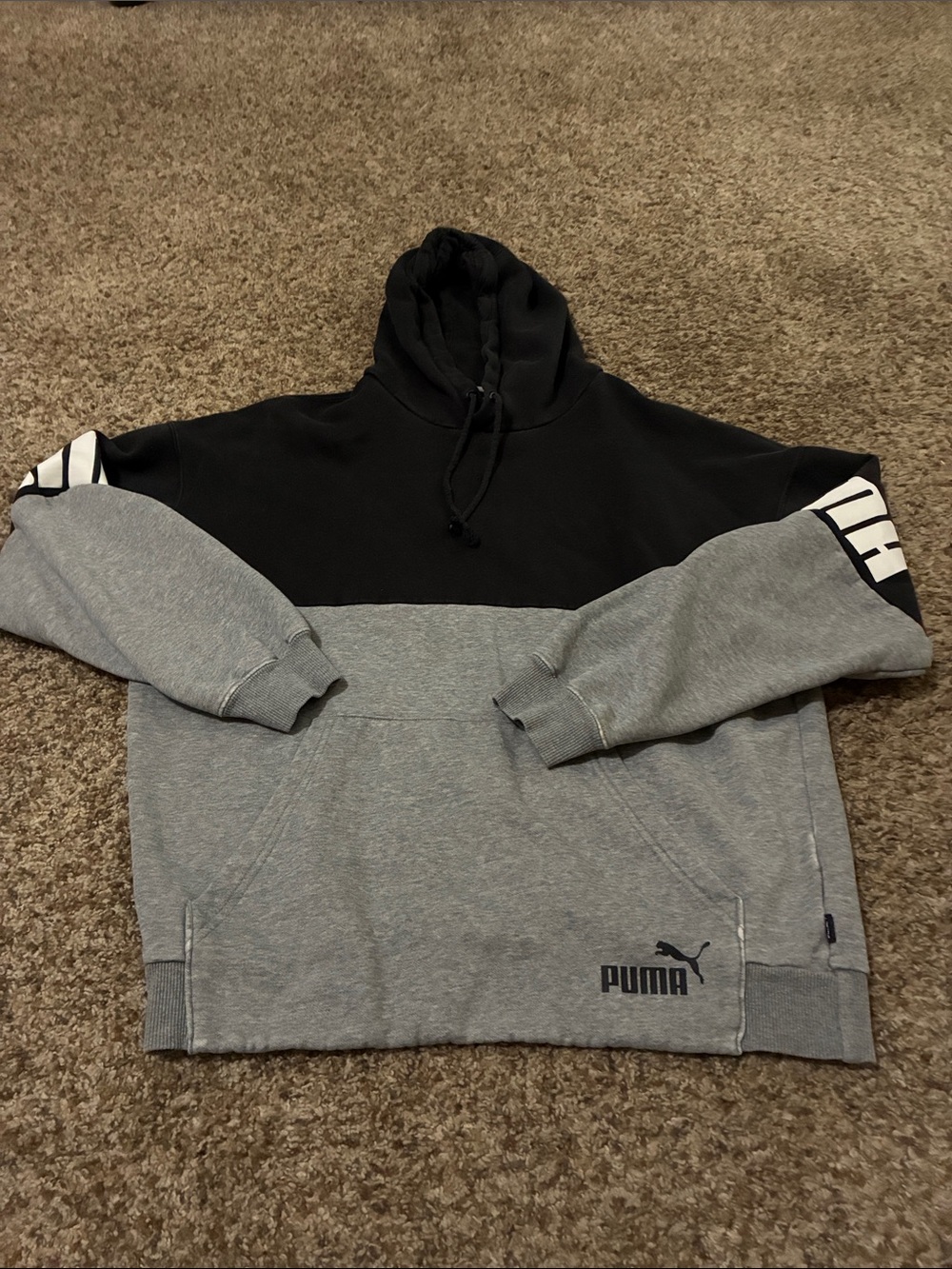 Puma Black and Gray Two-Tone Pullover Hoodie